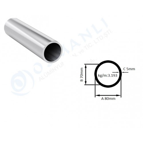 Alüminyum Boru Dış Çap 80mm X Et Kalınlık 5mm Alüminyum Boru Dış Çap 80mm X Et Kalınlık 5mm